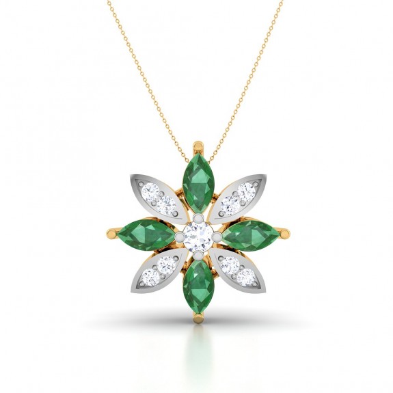 Emerald Stone Diamond Pendant