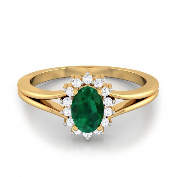 Emerald Halo Prong Ring