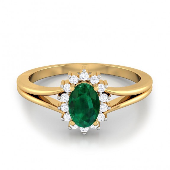 Emerald Halo Prong Ring