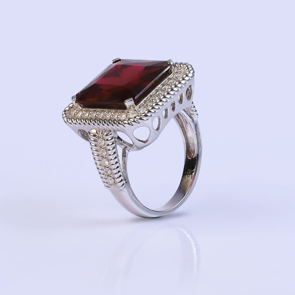 Deep red statement ring