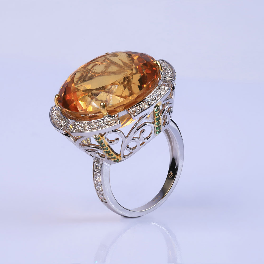 Deep flower gemstone ring