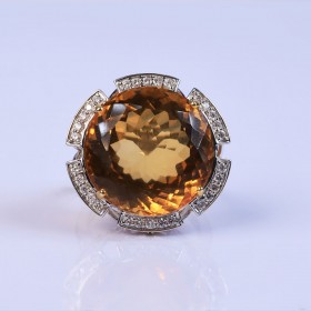 Deep flower gemstone ring