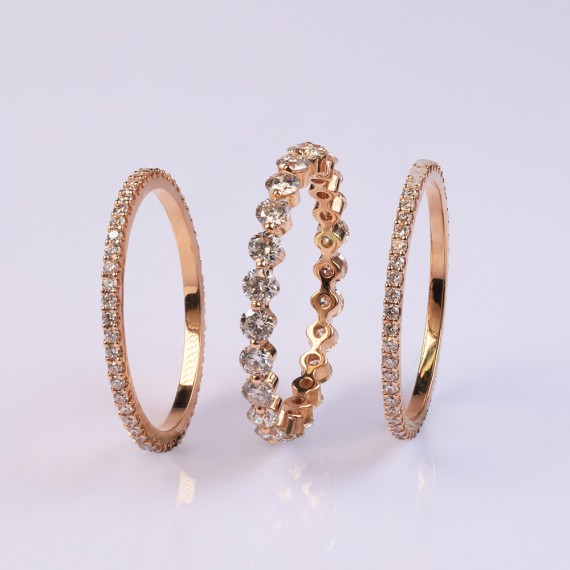 Rosegold set of 3 rings
