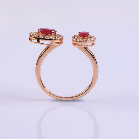 Double ruby diamond ring